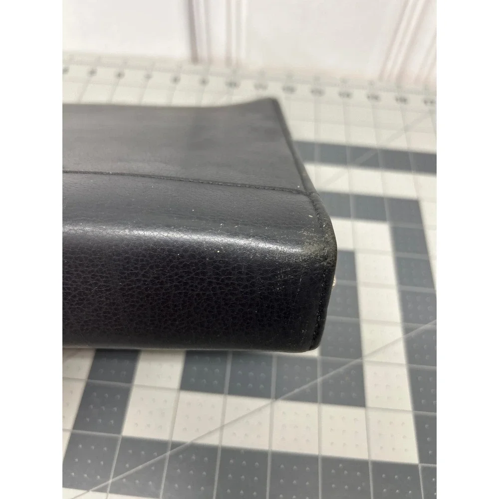 Franklin Quest Planner Portfolio Black Leather 7 Ring Zipper USA Organizer
